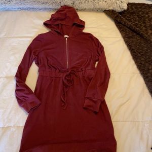Sweatshirt dress. Burgundy. Soft and comfy.